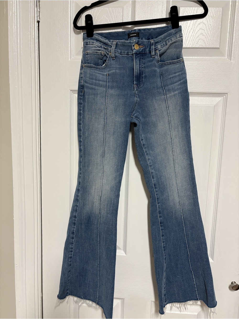 Express High-Rise Light Blue Flared Jeans